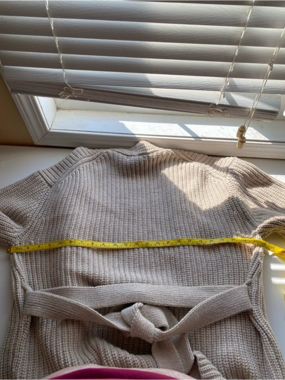 GAP Chunky Knit Wrap Cardigan Woman Medium Beige Cotton Wool Blend Belted 2025 - Picture 11 of 13